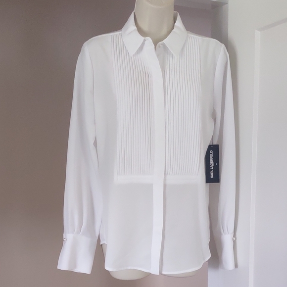 Karl Lagerfeld Tops - Karl Lagerfeld Classic White Button Down Tuxedo Shirt - Size XS /ECH/TP